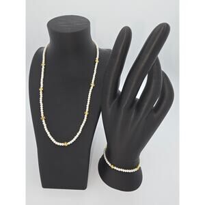 Tory Burch Moondance Gold&Pearl Necklace + Matching Pearl Bracelet-NWOT w/Dusty